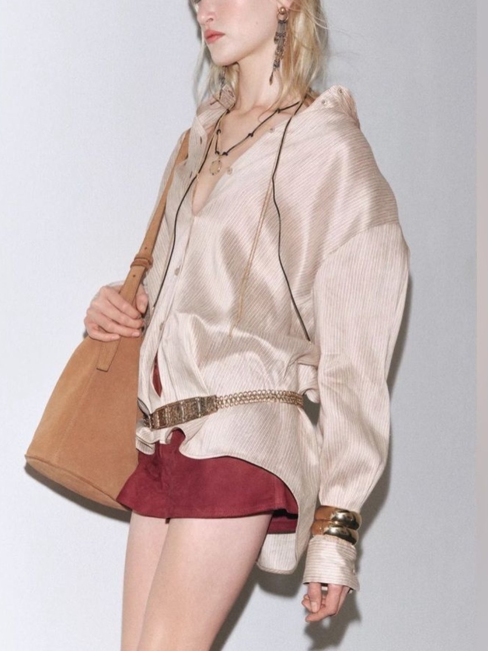 Zara ZW COLLECTION OVERSIZED LINEN BLEND SHIRT